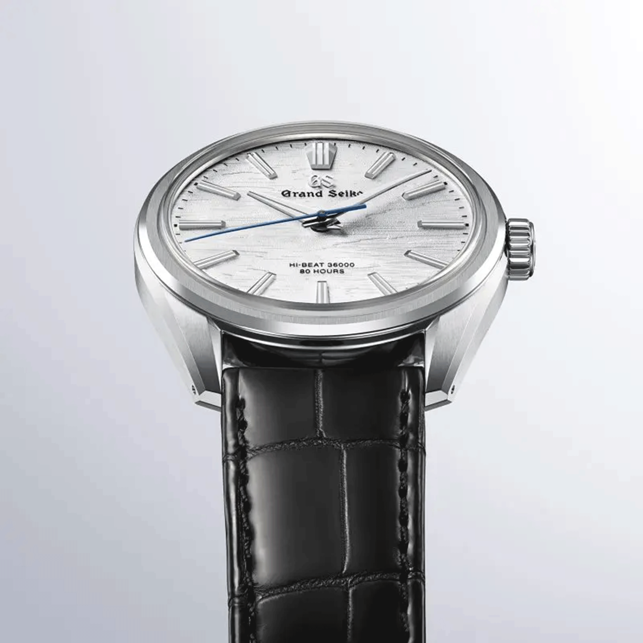 Montre Grand Seiko Evolution 9 "Birch Bark" Hi-Beats mécanique cadran blanc bracelet cuir 38,6 mm