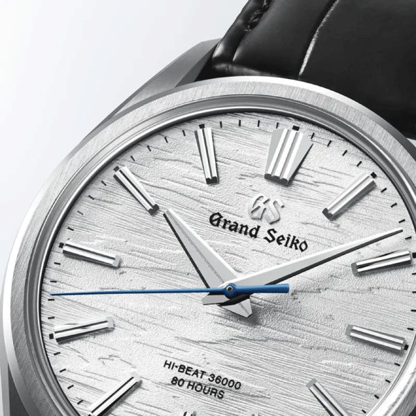 Montre Grand Seiko Evolution 9 "Birch Bark" Hi-Beats mécanique cadran blanc bracelet cuir 38,6 mm