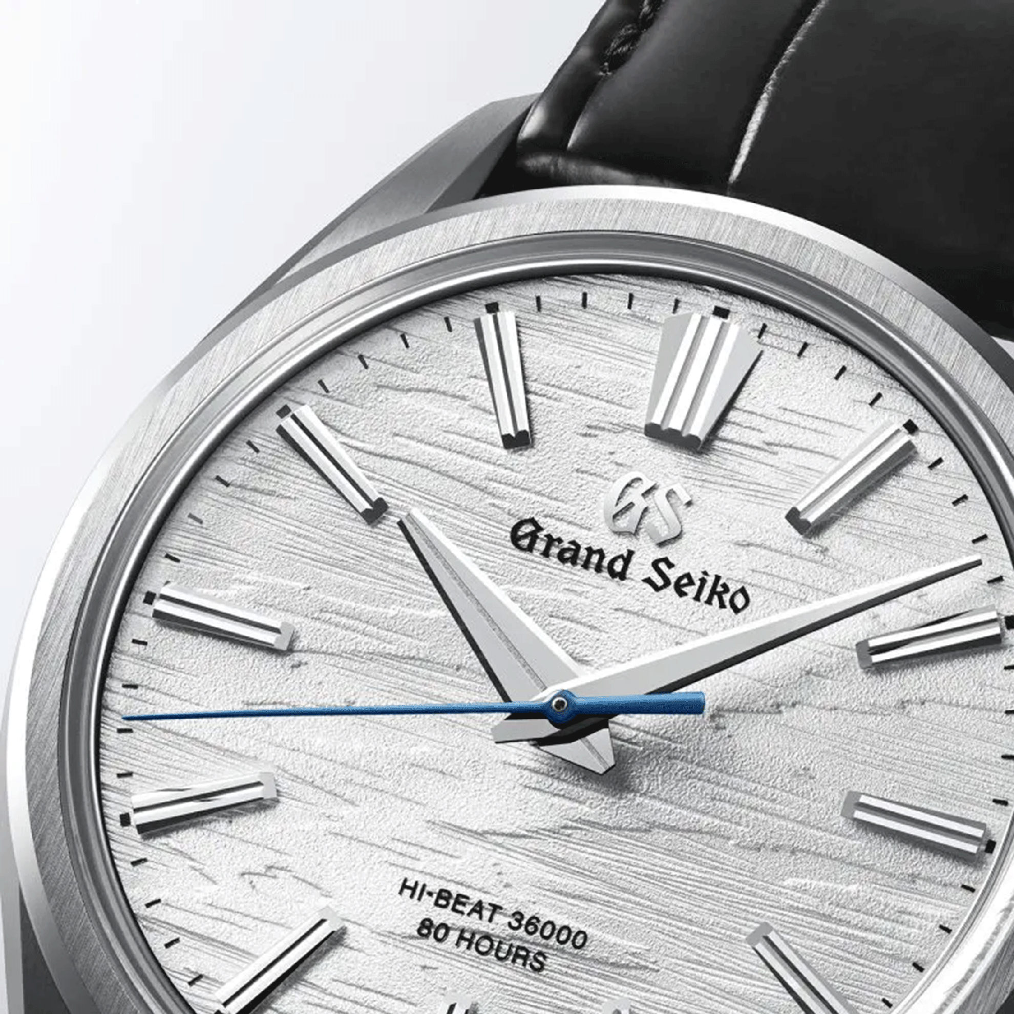 Montre Grand Seiko Evolution 9 "Birch Bark" Hi-Beats mécanique cadran blanc bracelet cuir 38,6 mm
