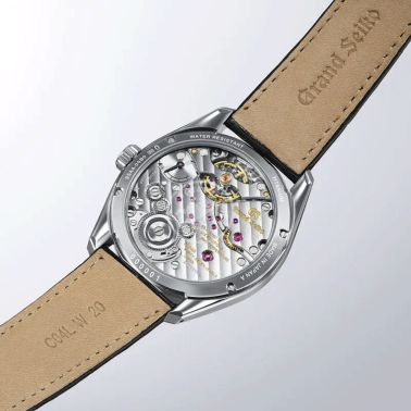 Montre Grand Seiko Evolution 9 "Birch Bark" Hi-Beats mécanique cadran blanc bracelet cuir 38,6 mm