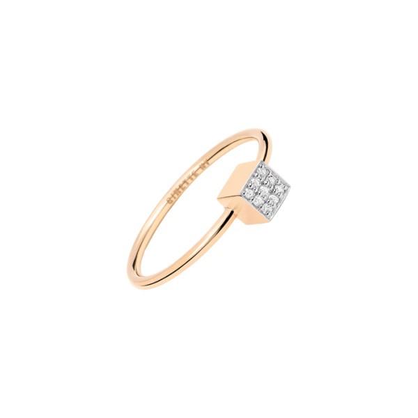 Bague Ginette NY Mini Ever Square en or rose et diamants