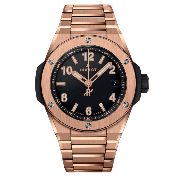 Hublot Big Bang Integrated Time Only King Gold automatic watch black dial King Gold bracelet 38 mm 457.OX.1280.OX