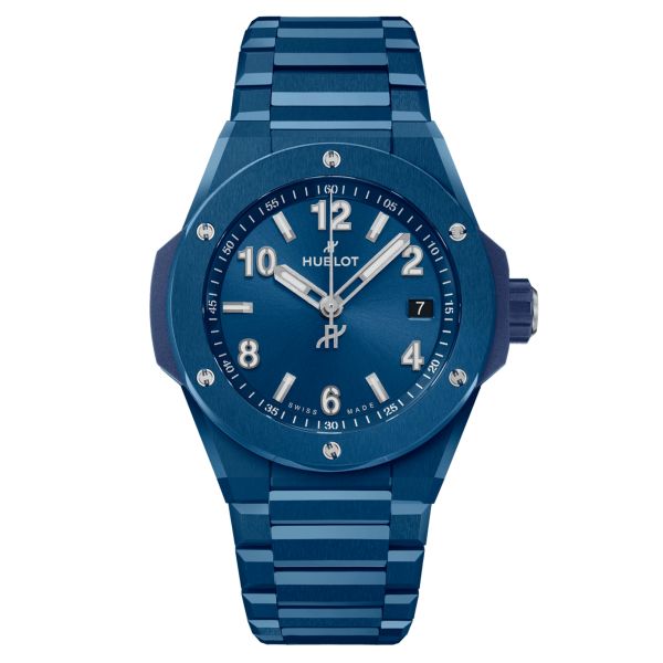 Montre Hublot Big Bang Integrated Time Only Blue Ceramic automatique cadran bleu bracelet céramique bleue 38 mm 457.EX.7170.EX