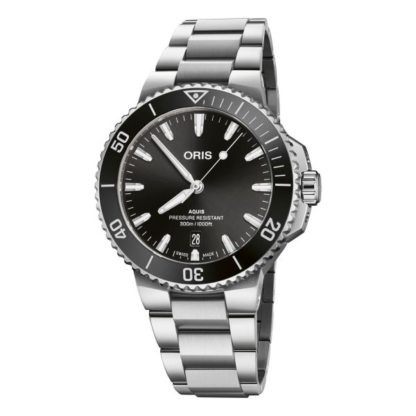 Oris Plongée Aquis Date Caliber 733 watch black dial automatic steel bracelet 41,5 mm