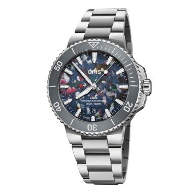 Montre Oris Plongée Aquis Date Upcycle Calibre 733 automatique cadran multi bracelet acier 41,5 mm