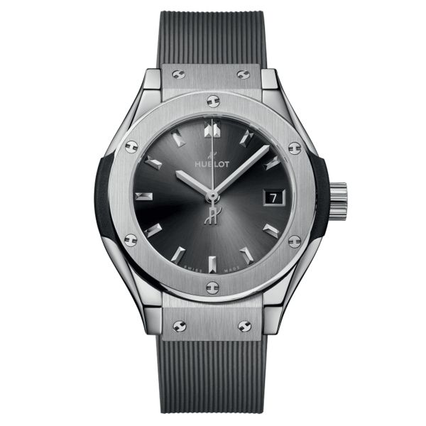 Montre Hublot Classic Fusion Racing Grey Titanium quartz cadran gris bracelet caoutchouc gris 29 mm 591.NX.7070.RX