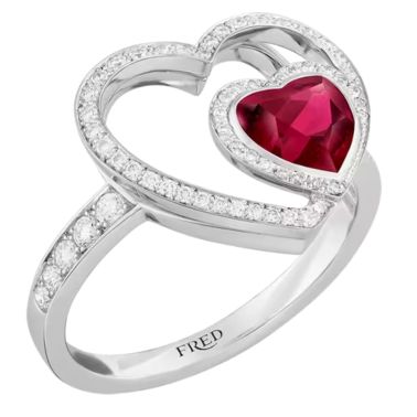 Fred Pretty Woman Unconditional ring in white gold diamonds and rubellite