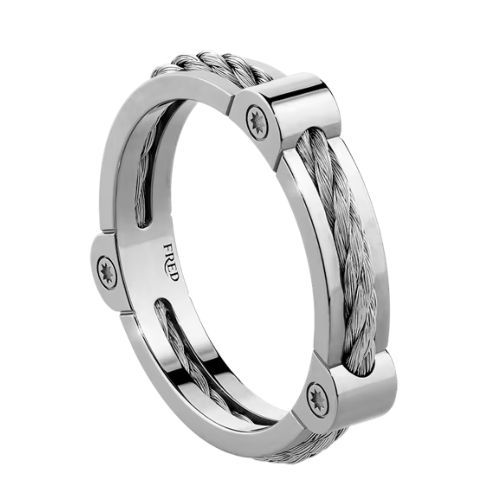Bague Fred Force 10 Winch petit modèle en or blanc et acier
