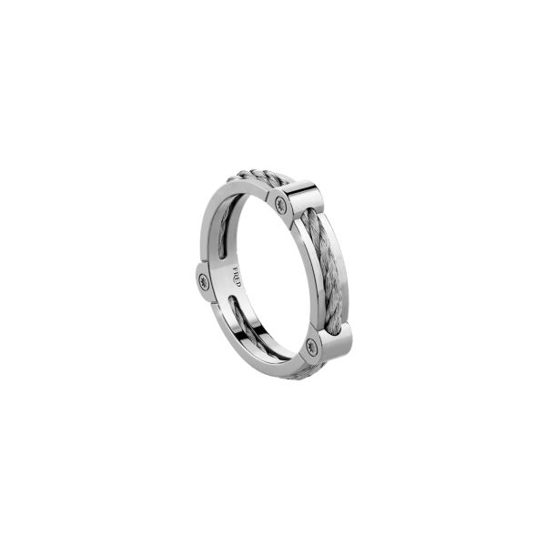 Bague Fred Force 10 Winch petit modèle en or blanc et acier