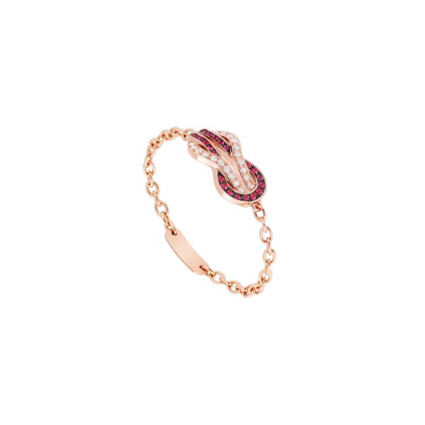 Fred Chance Infinie chain ring in 18k rose gold, diamonds and rubies