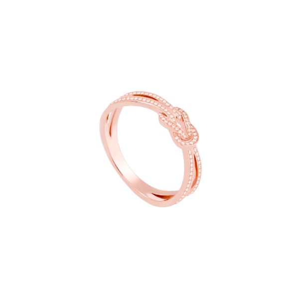 Bague Fred Chance Infinie petit modèle en or rose et pavage diamants