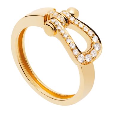 Bague Fred Force 10 moyen modèle en or jaune et pavage diamants