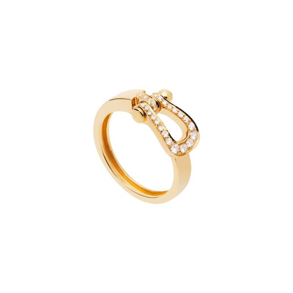 Bague Fred Force 10 moyen modèle en or jaune et pavage diamants