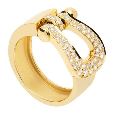 Bague Fred Force 10 grand modèle en or jaune et pavage diamants