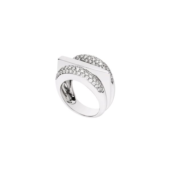 Fred Success ring large model in 18k white gold and diamonds