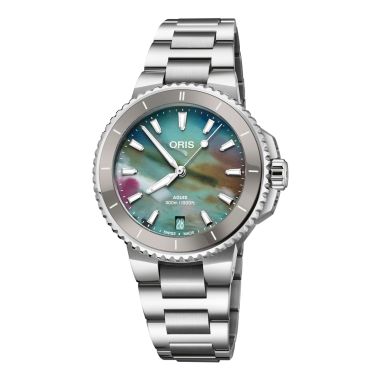 Montre Oris Plongée Aquis Date Upcycle Calibre 733 automatique cadran multi bracelet acier 36,5 mm
