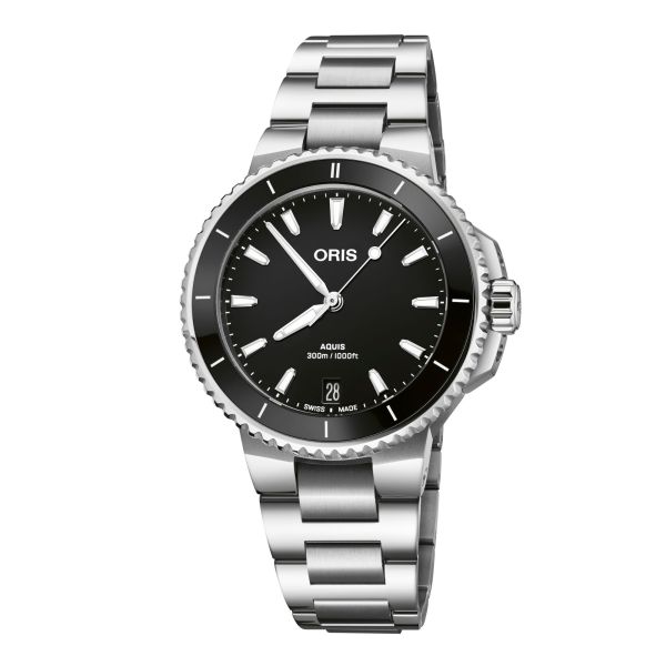 Oris Plongée Aquis Date Caliber 733 watch black dial automatic steel bracelet 36,5 mm