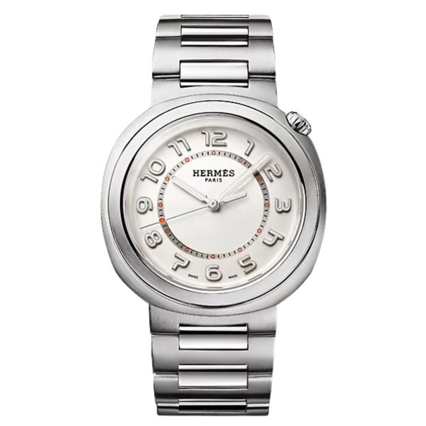 HERMÈS Cut Large Model watch automatic watch set bezel silver dial steel bracelet 36 mm