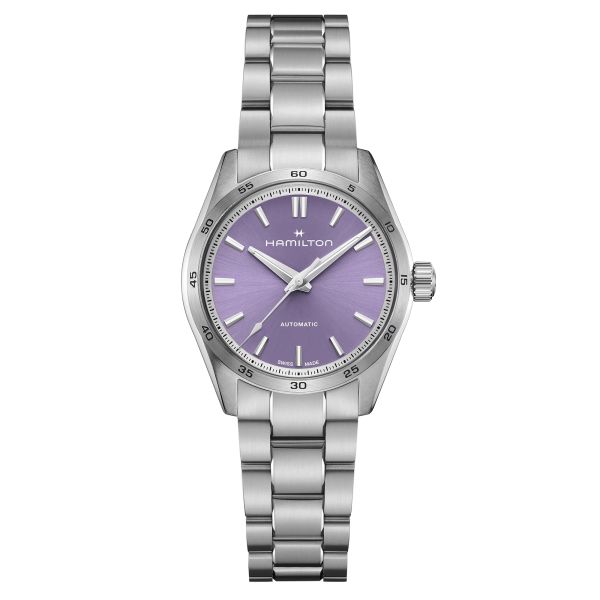 Hamilton Jazzmaster Performer automatic watch purple dial steel bracelet 34 mm H36105170