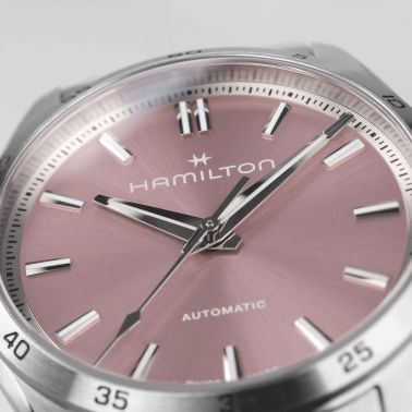 Montre Hamilton Jazzmaster Performer automatique cadran rose bracelet acier 34 mm H36105171