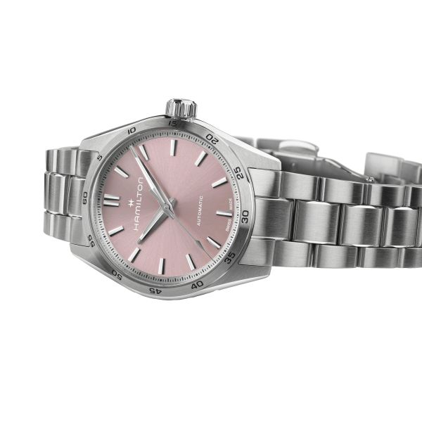 Montre Hamilton Jazzmaster Performer automatique cadran rose bracelet acier 34 mm H36105171