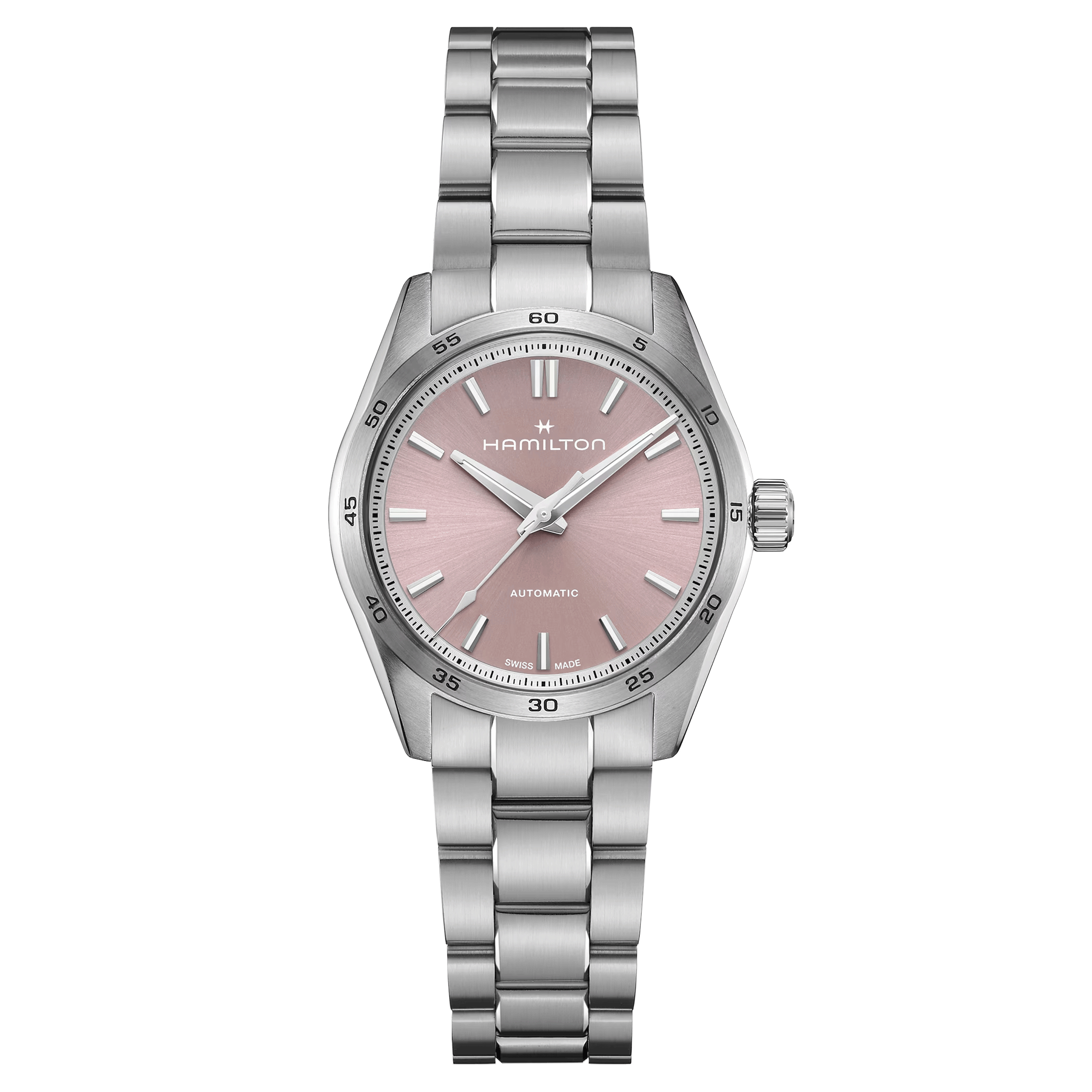 Montre Hamilton Jazzmaster Performer automatique cadran rose bracelet acier 34 mm H36105171