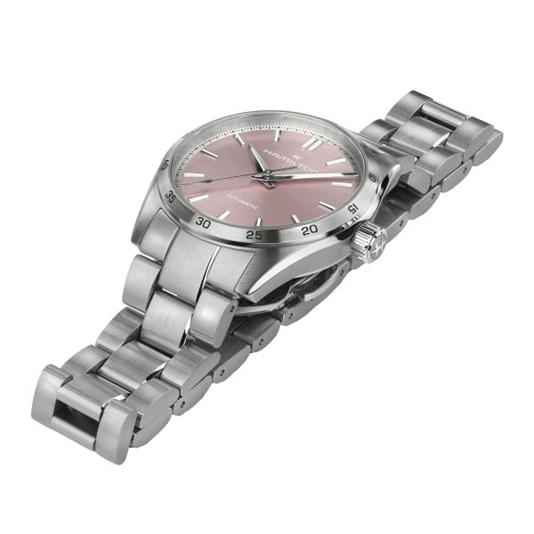 Montre Hamilton Jazzmaster Performer automatique cadran rose bracelet acier 34 mm H36105171