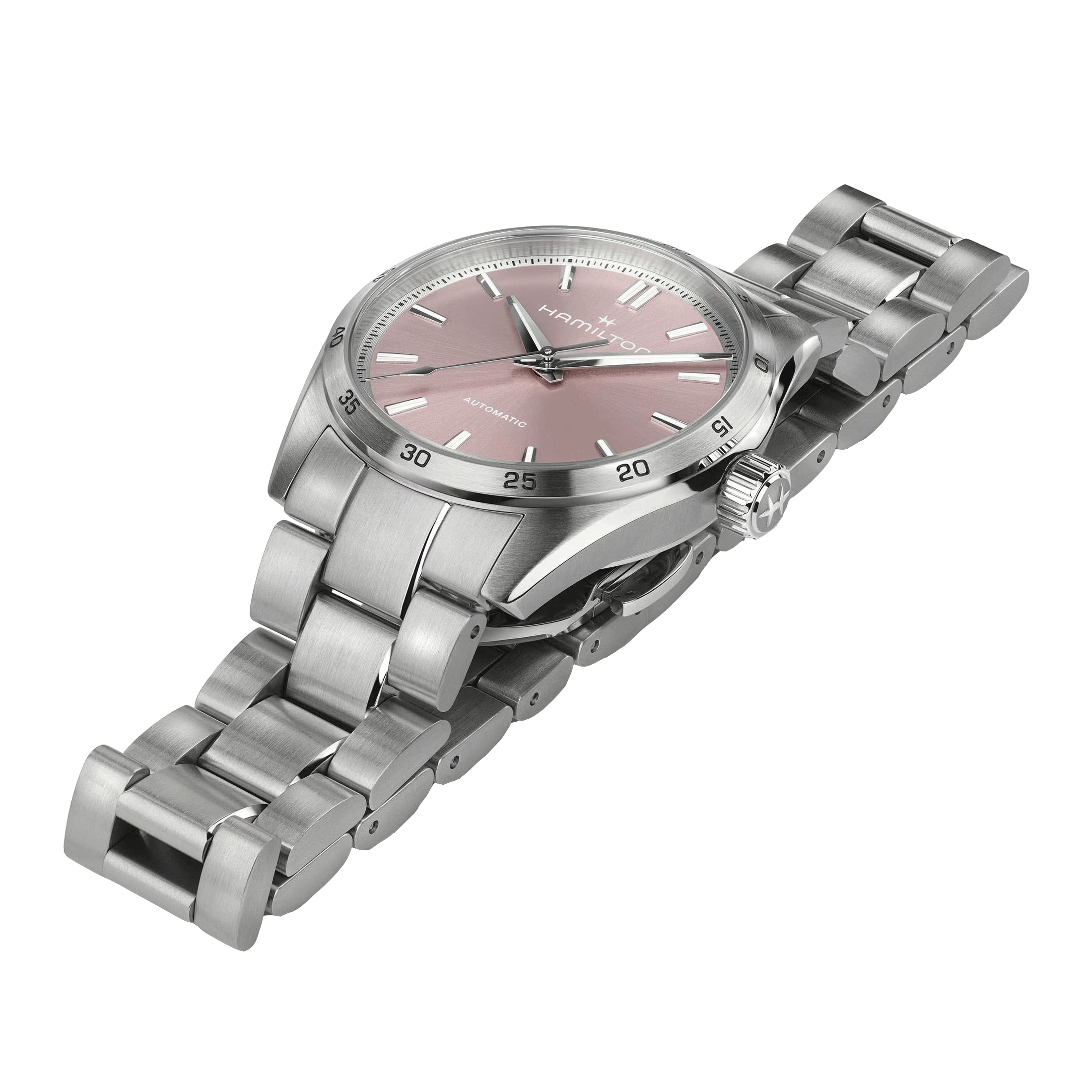 Montre Hamilton Jazzmaster Performer automatique cadran rose bracelet acier 34 mm H36105171
