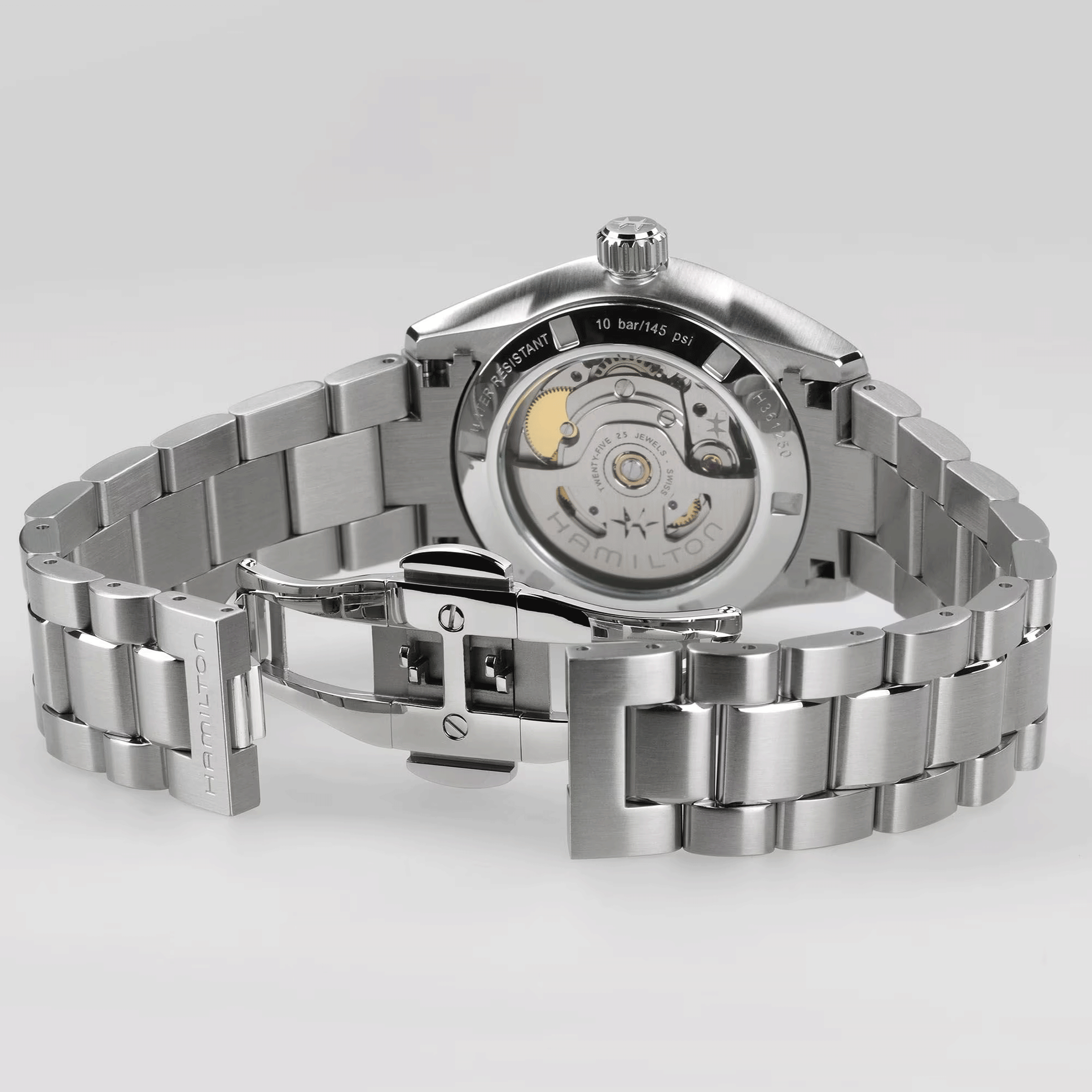 Hamilton Jazzmaster Performer automatic watch silver dial steel bracelet 34 mm H36105150