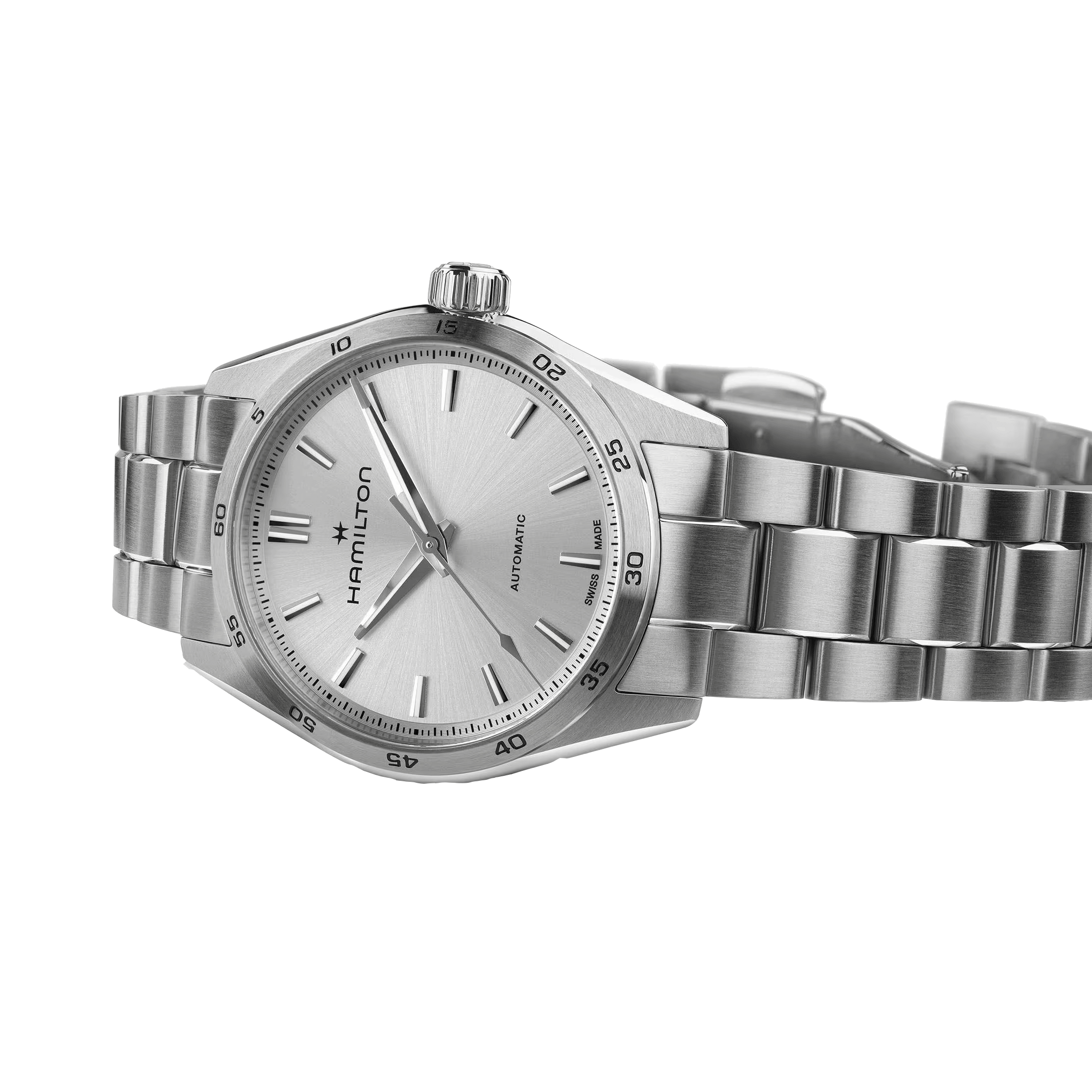 Montre Hamilton Jazzmaster Performer automatique cadran argent bracelet acier 34 mm H36105150