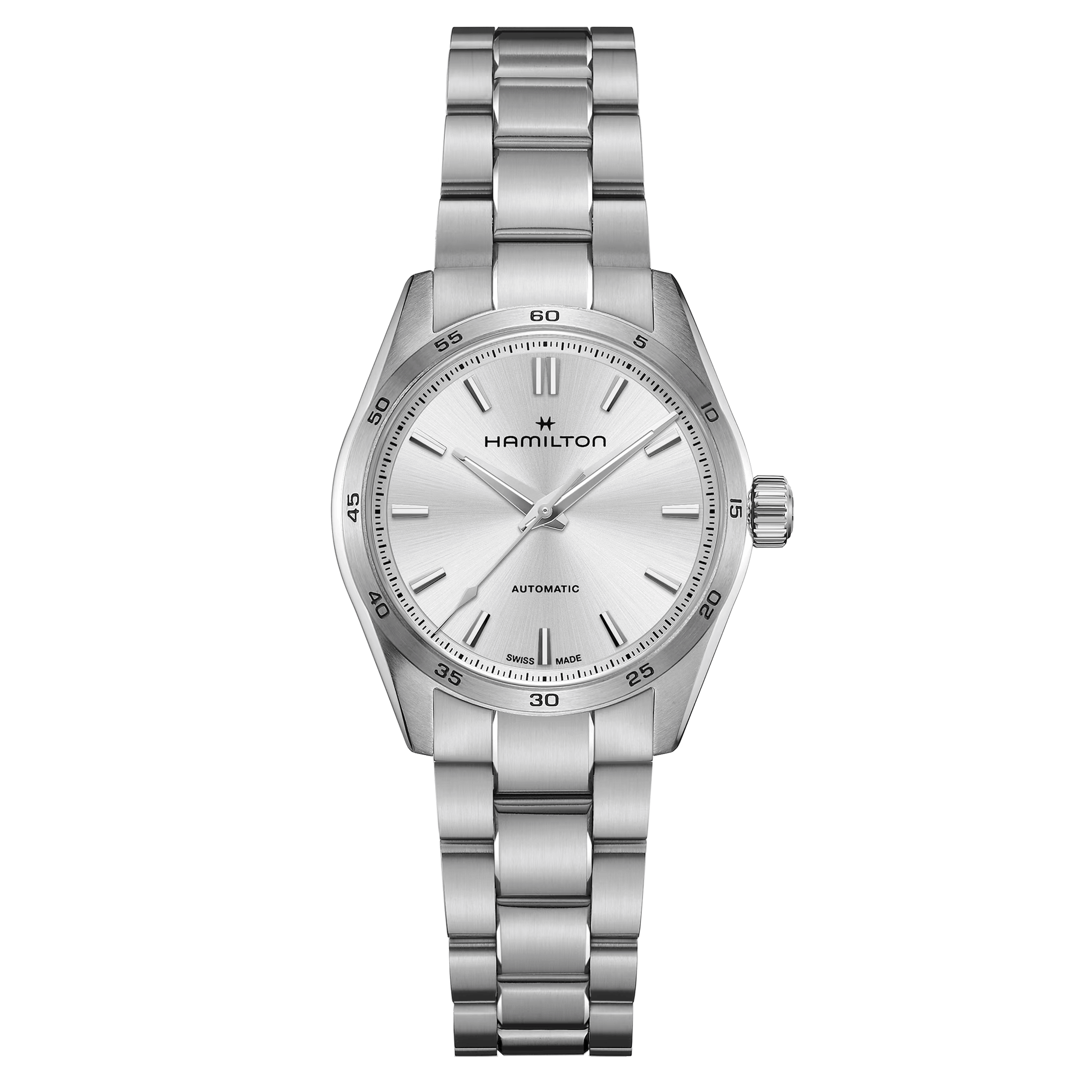 Hamilton Jazzmaster Performer automatic watch silver dial steel bracelet 34 mm H36105150