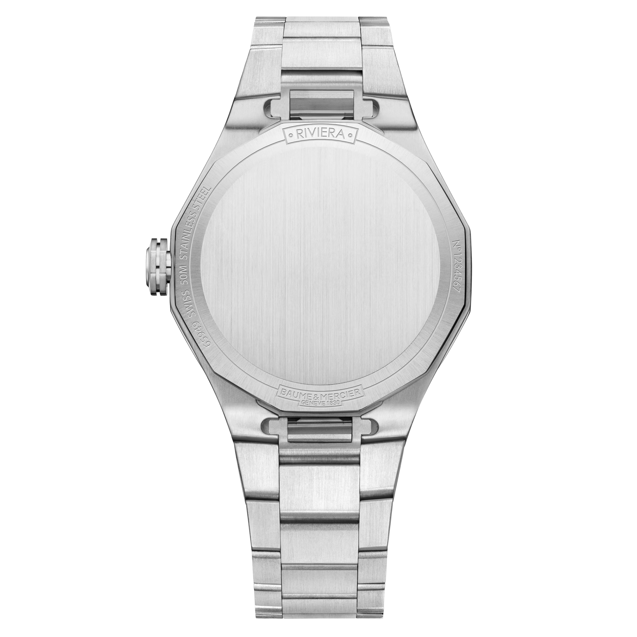 Montre Baume et Mercier Riviera quartz lunette sertie cadran bleu bracelet acier 33 mm 10765