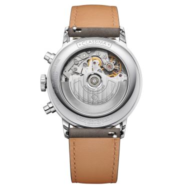 Montre Baume et Mercier Classima Chronographe automatique cadran vert bracelet cuir gris 42 mm 10783