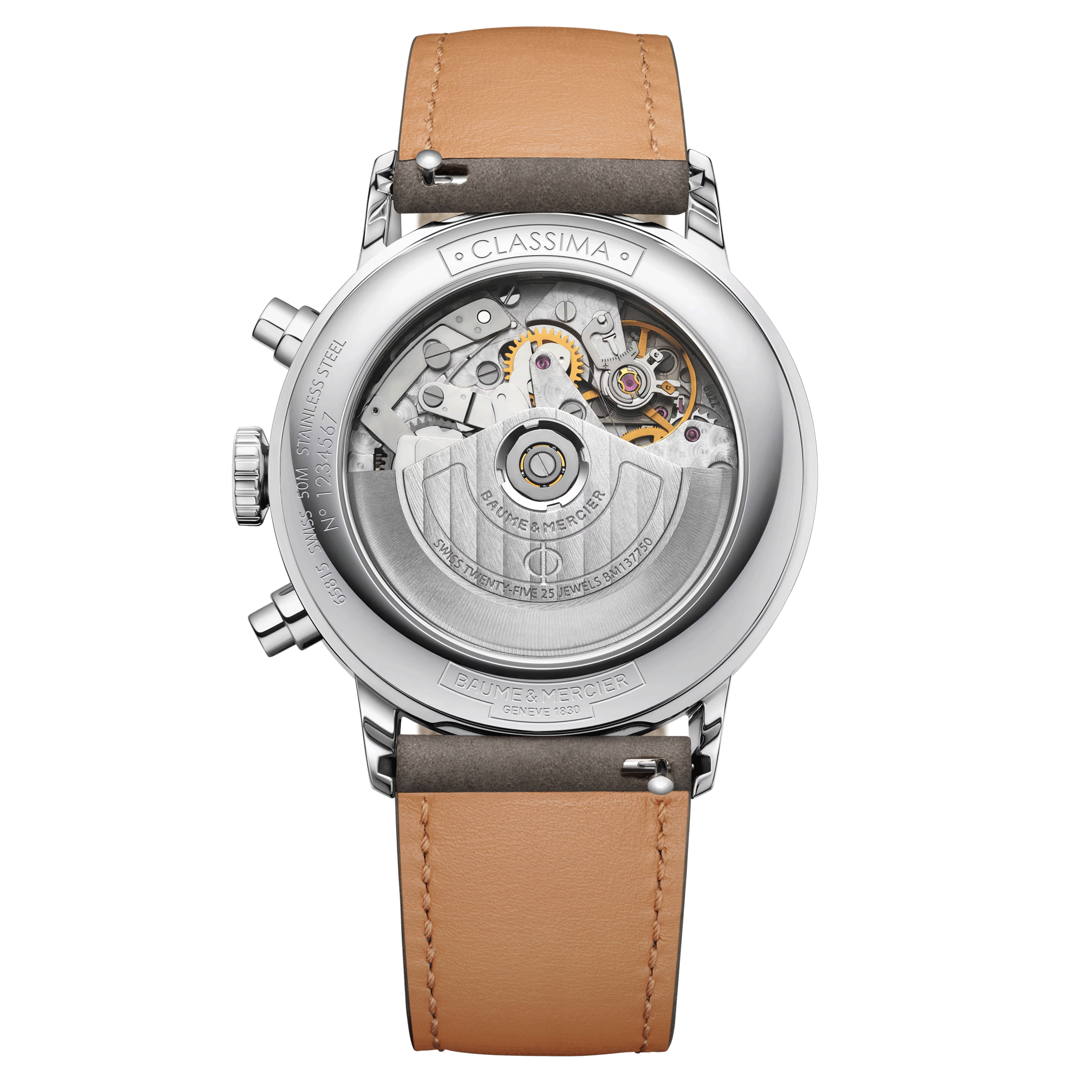 Montre Baume et Mercier Classima Chronographe automatique cadran vert bracelet cuir gris 42 mm 10783