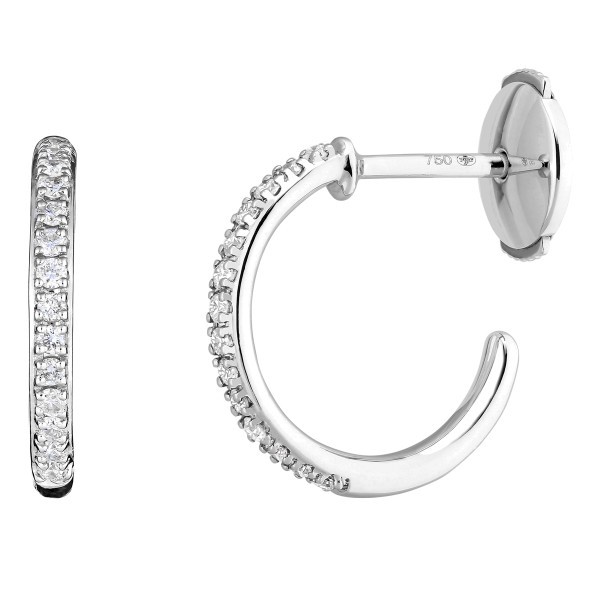 Boucles d'Oreilles Or Blanc et Diamants, Bijoux Femme