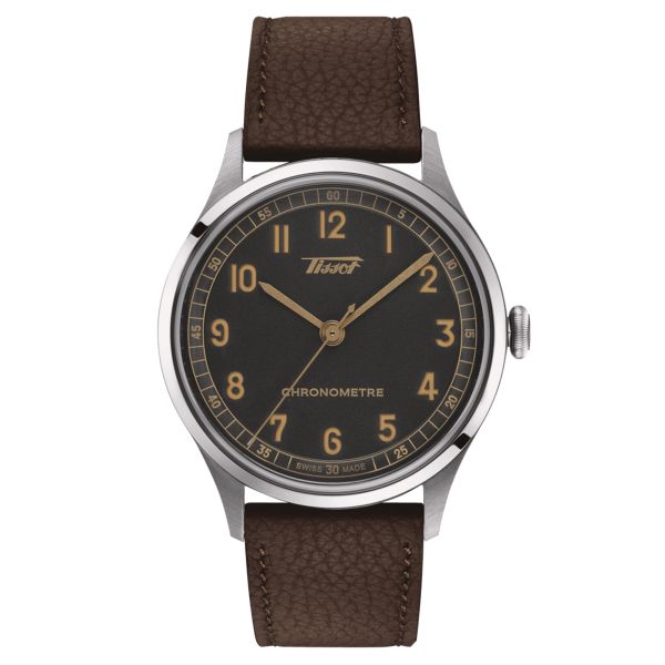 Montre Tissot Heritage COSC 1938 automatique cadran anthracite bracelet cuir brun 39mm T142.464.16.062.00