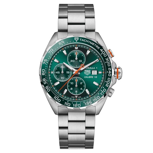 Montre TAG Heuer Formula 1 Chronograph automatique cadran vert bracelet acier 44 mm CAZ201H.BA0876