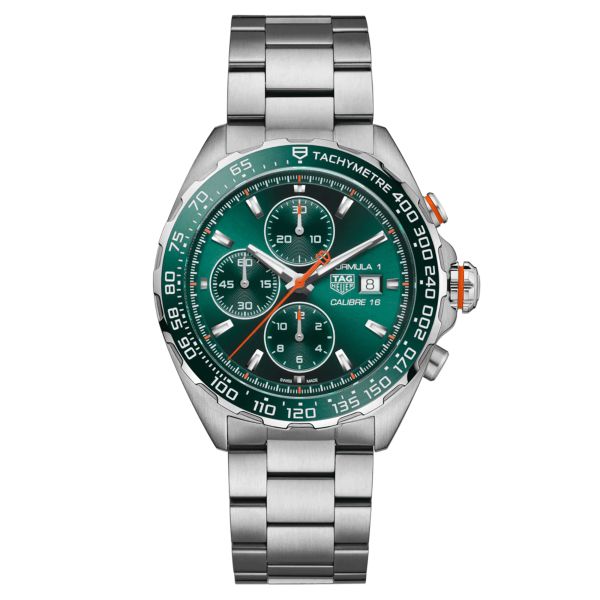 TAG Heuer Formula 1 Chronograph automatic watch green dial steel bracelet 44 mm CAZ201H.BA0876