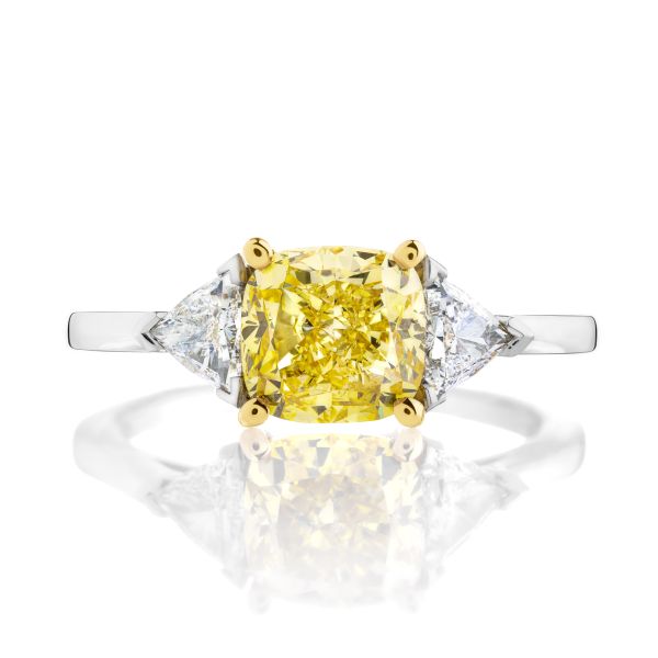 Bague Lepage Evidence 1922 en or blanc, diamant jaune et diamants