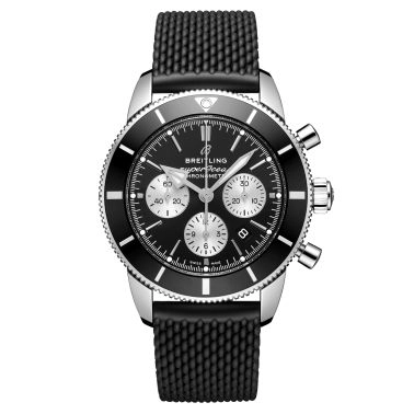 Montre Breitling Superocean Heritage II B01 chronograph automatique cadran noir bracelet caoutchouc 44 mm AB0162121B1S1
