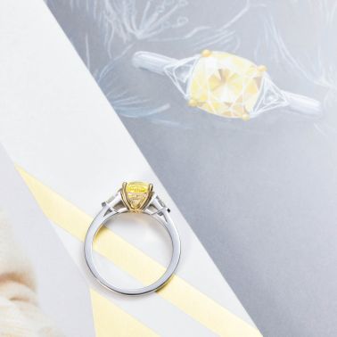 Bague Lepage Evidence 1922 en or blanc, diamant jaune et diamants
