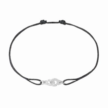 Bracelet Menottes dinh van R6,5 en or blanc et diamants sur cordon