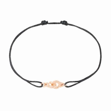 Bracelet Menottes dinh van R6,5 en or rose et diamants sur cordon