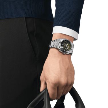 Tissot PRX Chronograph automatic watch green dial steel bracelet 42 mm T137.427.11.091.00