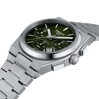 Montre Tissot PRX Chronographe automatique cadran vert bracelet acier 42 mm T137.427.11.091.00
