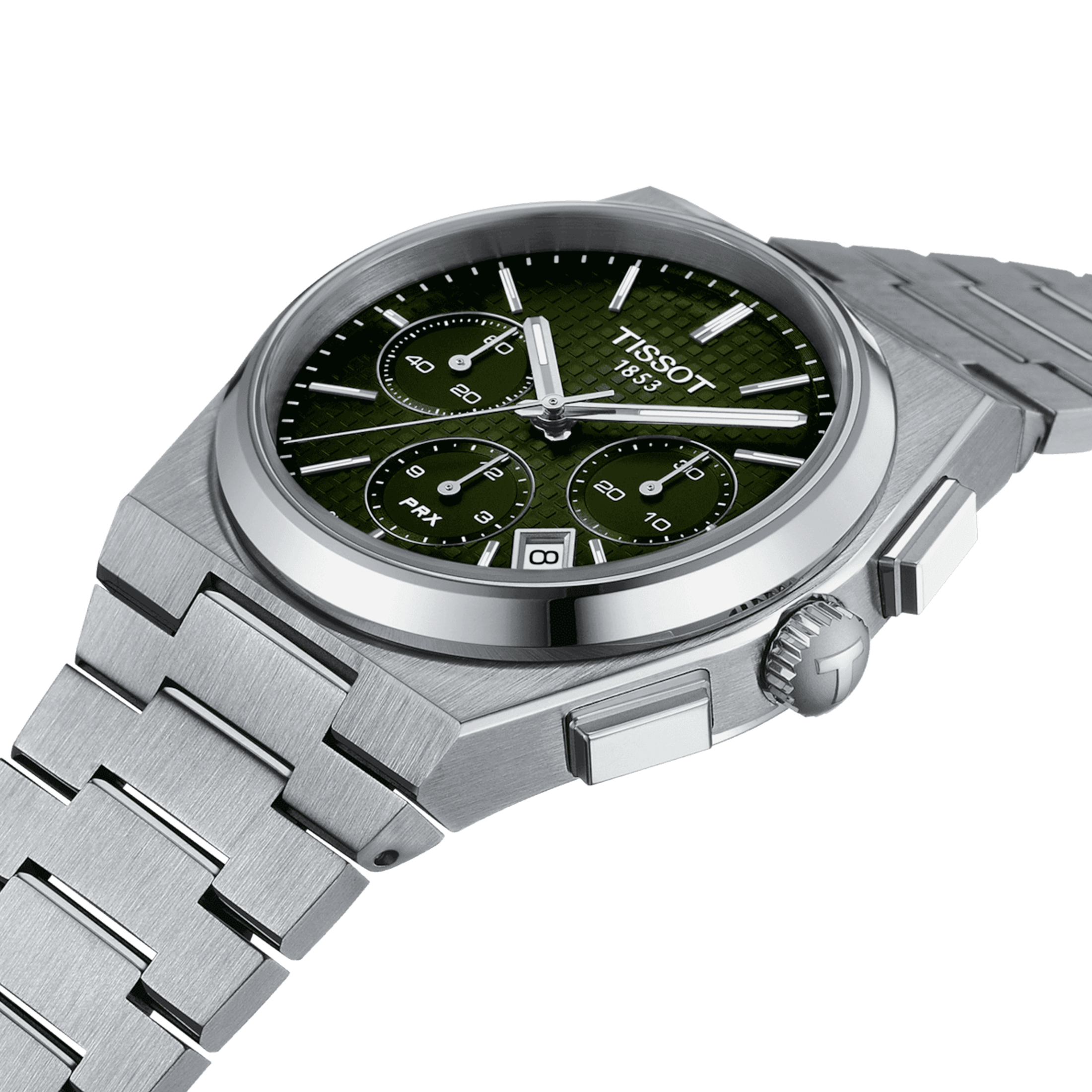 Tissot PRX Chronograph automatic watch green dial steel bracelet 42 mm T137.427.11.091.00