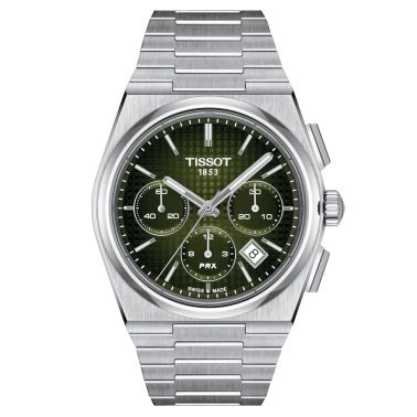 Montre Tissot PRX Chronographe automatique cadran vert bracelet acier 42 mm T137.427.11.091.00