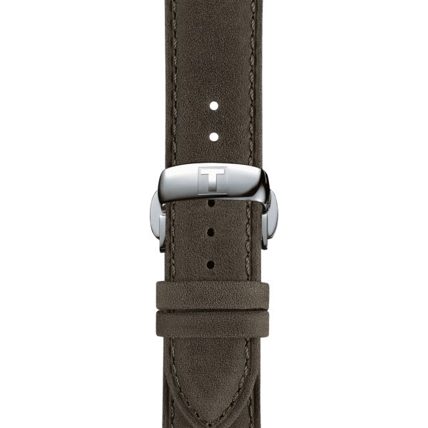 Montre Tissot T-Classic Chemin des Tourelles Squelette automatique cadran ivoire bracelet cuir vert 39 mm T139.836.16.261.00