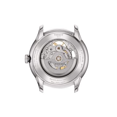 Montre Tissot T-Classic Chemin des Tourelles Squelette automatique cadran ivoire bracelet cuir vert 39 mm T139.836.16.261.00