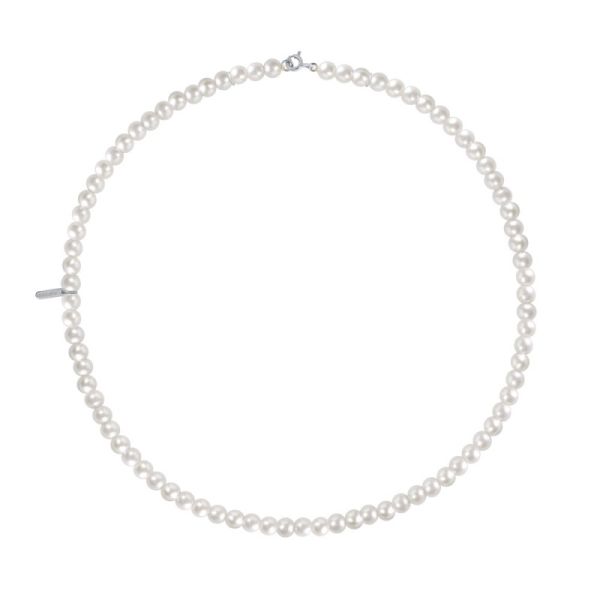 Claverin Timeless 4 necklace in white gold and white pearls - 82 pearls 4/4.5 mm